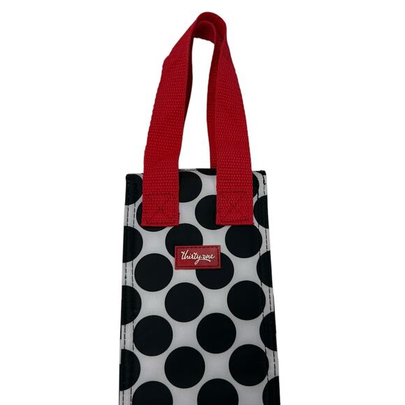 Thirty One White Black Polka Dot Print Insulated Wine Carrier Bag AS IS - Picture 2 of 6